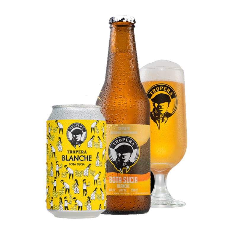 Imagen de CERVEZA ARTESANAL TROPERA BLANCHE BOTA SUCIA LATA 355CC