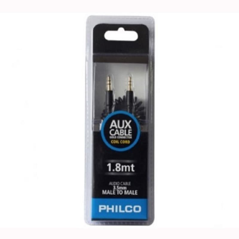 Imagen de CABLE PHILCO AUDIO 3.5 STEREO ESPIRAL 1.8MT NEGRO