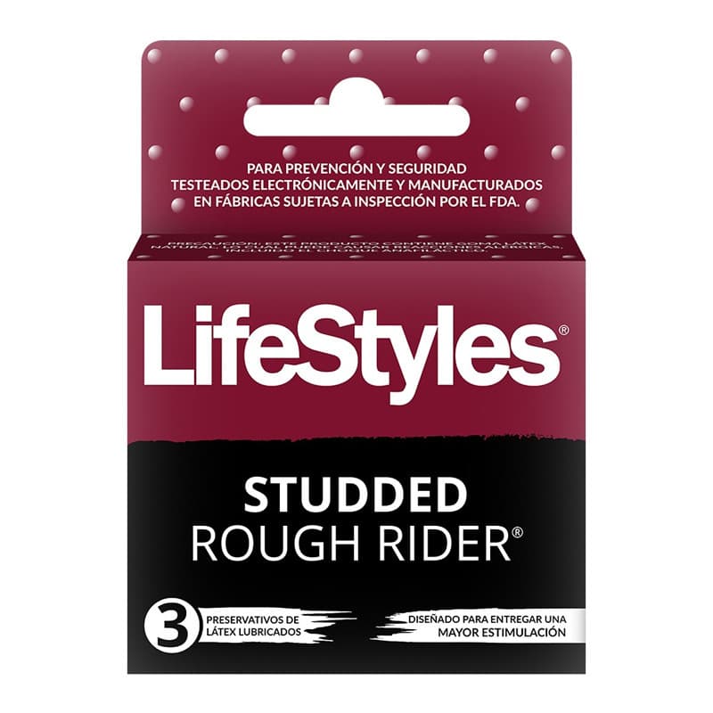 Imagen de PRESERVATIVO LIFESTYLES STUDDED ROUGH RIDER 12UNIDADES