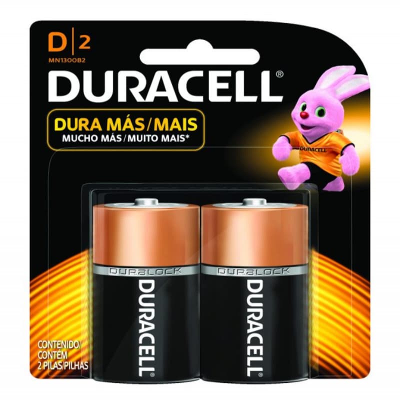 Imagen de PILA GRANDE DURACELL D PACK POR 2 UNIDADES