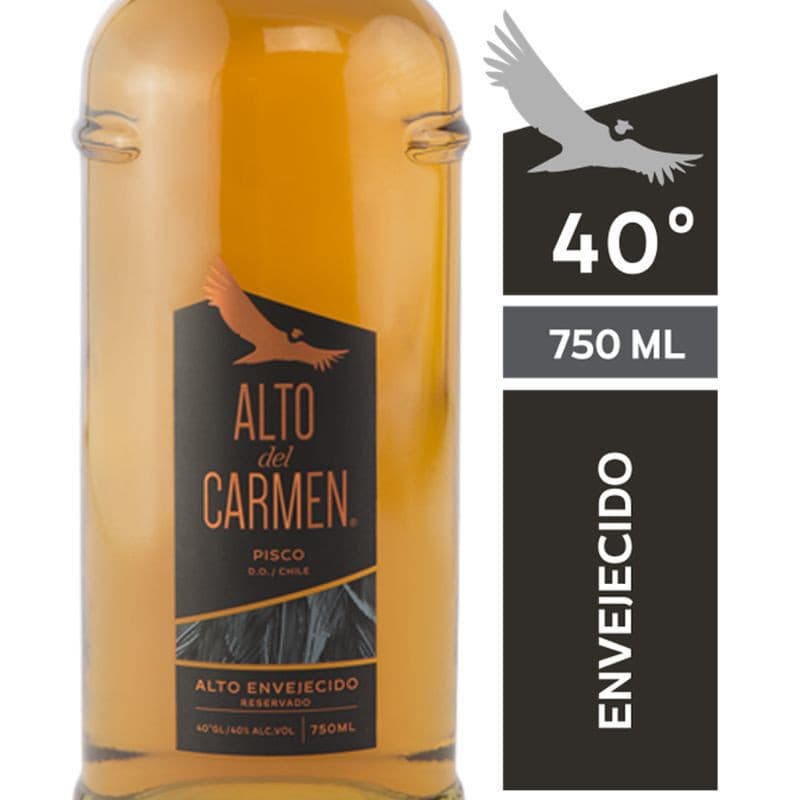 Imagen de PISCO ALTO DEL CARMEN ENVEJECIDO BARRICAS DE SELECCION 40º 750CC