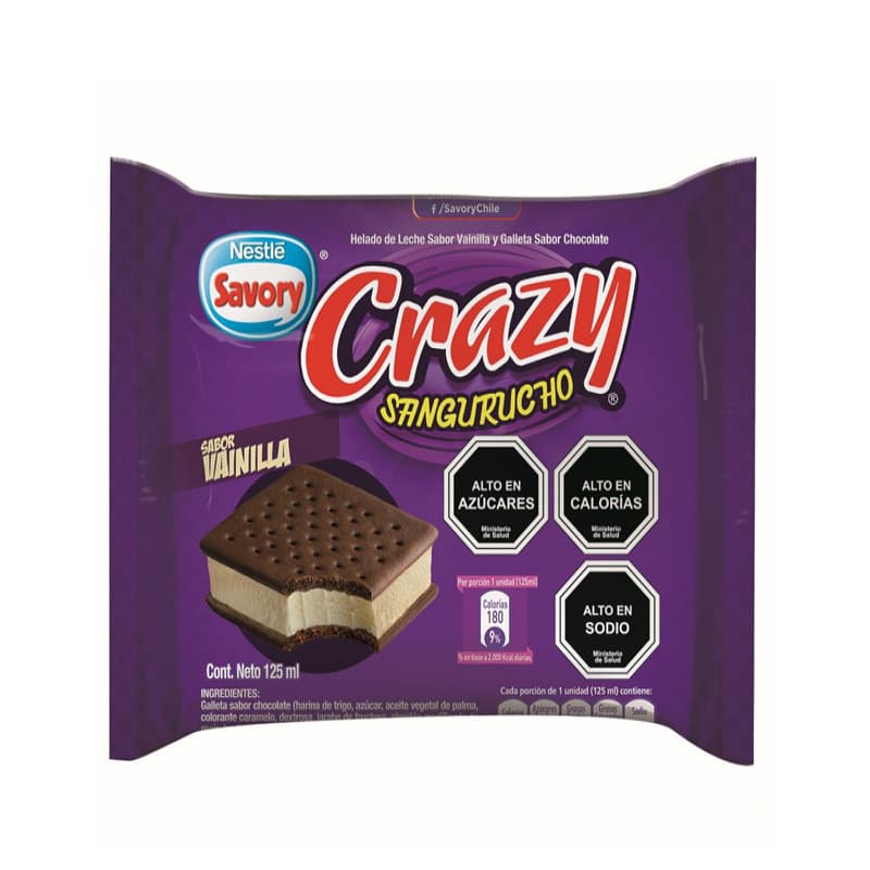 Imagen de HELADO SAVORY CRAZY SAND SANGURUCHO VAINILLA 125ML