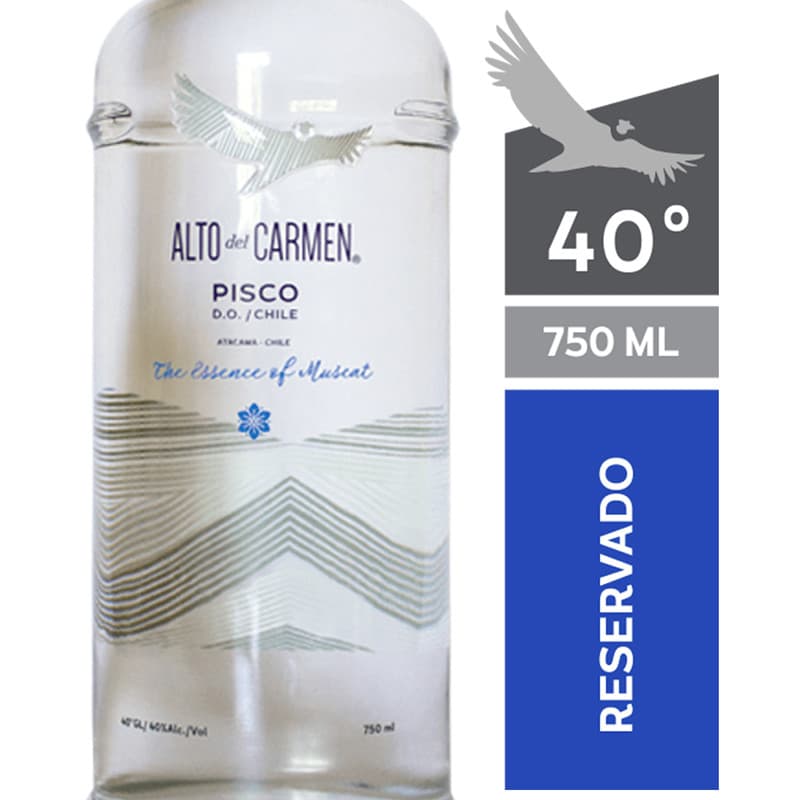 Imagen de PISCO ALTO DEL CARMEN TEOM THE ESCENSE OF MUSCAT40º 750CC