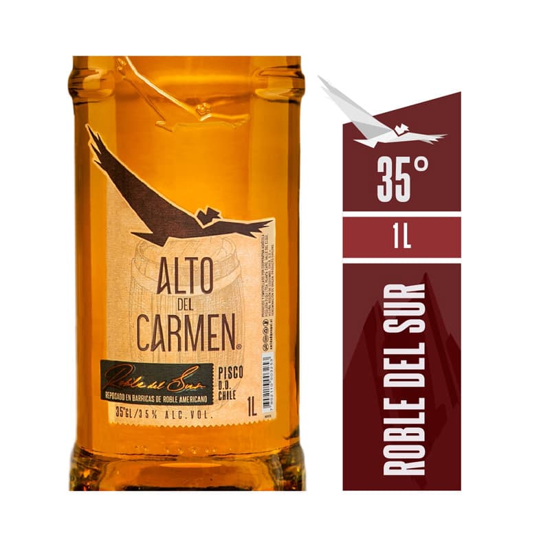 Imagen de PISCO ALTO DEL CARMEN 35° ROBLE DEL SUR 1000CC