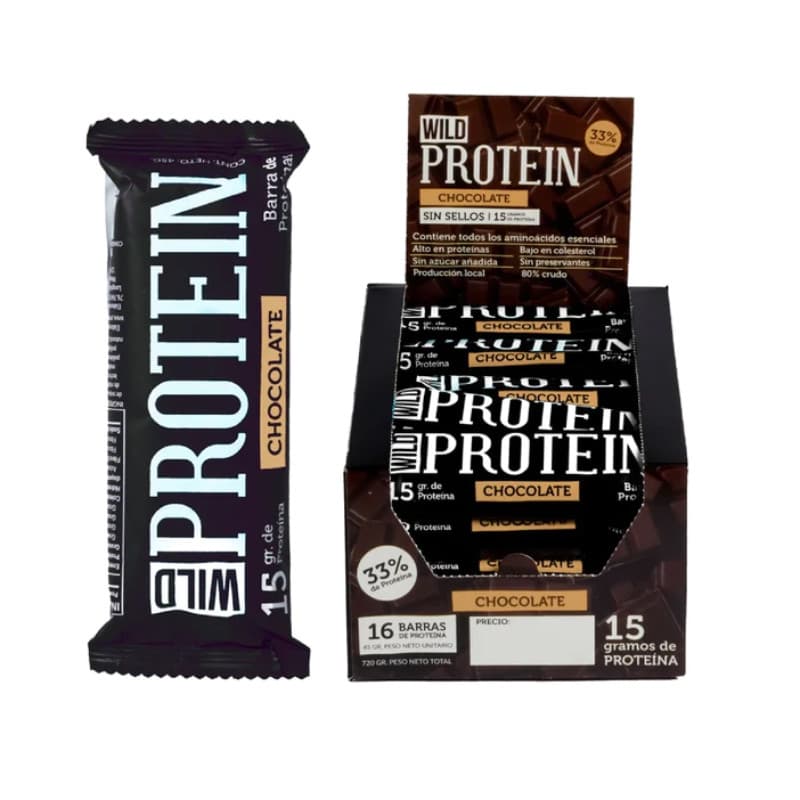 Imagen de PROTEINA EN BARRA WILD PROTEIN CHOCOLATE 15GR DE PROTEINA SIN AZUCAR