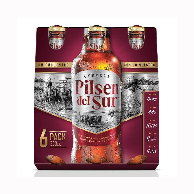 Imagen de CERVEZA PILSEN DEL SUR SIXPACK LATA 473CC