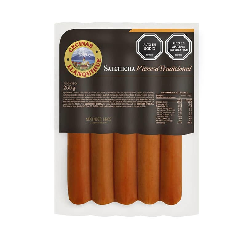 Imagen de SALCHICHAS MODINGER 250GR 5 UNIDADES