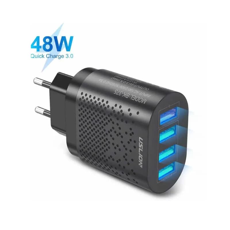 Imagen de CARGUE 4 DISPOSITIVOS USB AL MISMO TIEMPO CENTRO DE CARGA FAMILIAR ENCHUFE CARGADOR CARGA RAPIDADE PARED 3,0 4 USB 48 W USLION