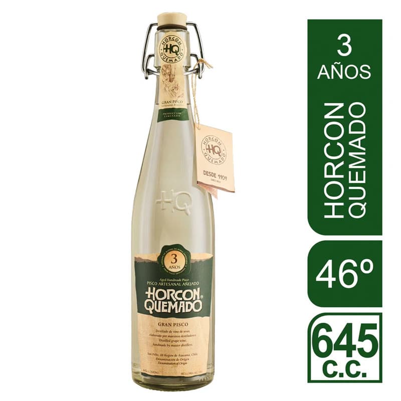 Imagen de PISCO HORCON QUEMADO 46° 3 AÑOS 645CC BOTELLA VIDRIO