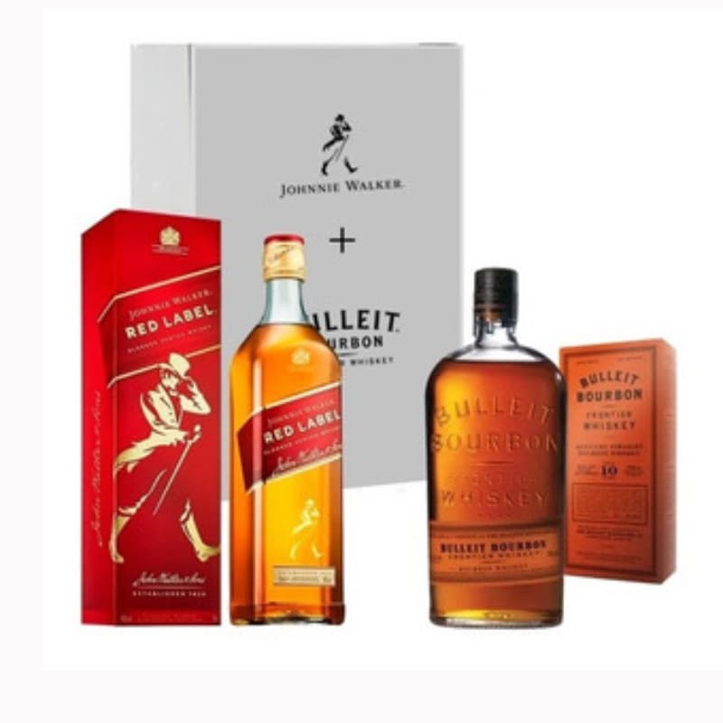 Imagen de PACK WHISKY BOURBON BULLEIT + JOHNNIE RED LABEL 750CC