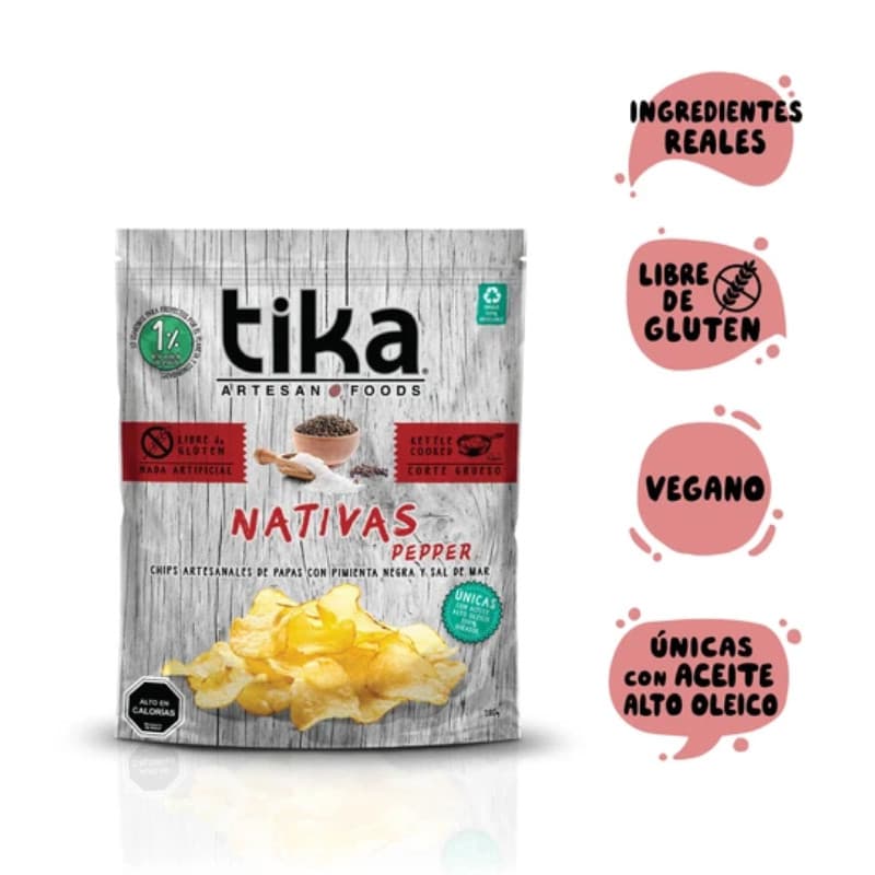 Imagen de PAPAS FRITAS TIKA NATIVAS PEPPER 180GR